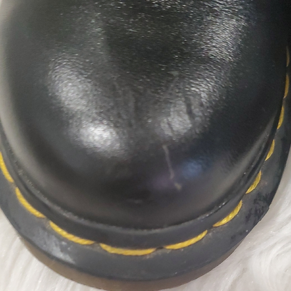 Dr. Martens Black Unisex Leather Laceup Combat  Boots with Yellow Accents - Picture 6 of 17